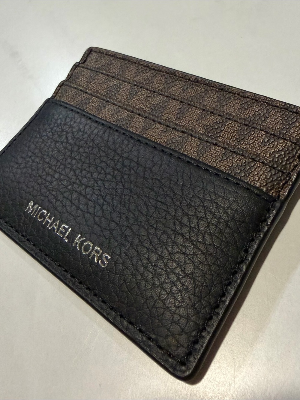 Michael Kors Black and Brown Leather Card Case